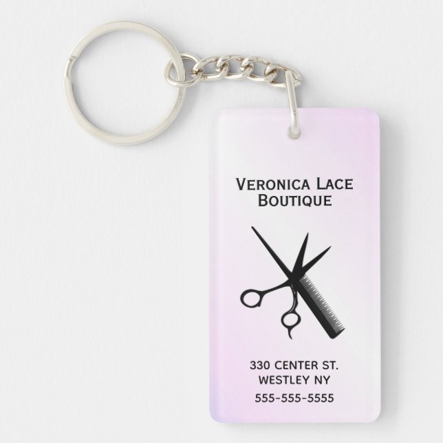 Barber Beautician Design Blue Key Ring (Front)