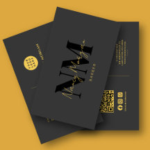 Barber Black Gold Monogram QR Code Logo