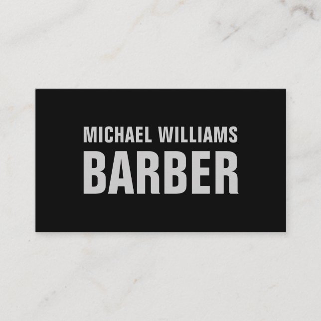 Barber Black Grey Bold Typography Business Card (Front)