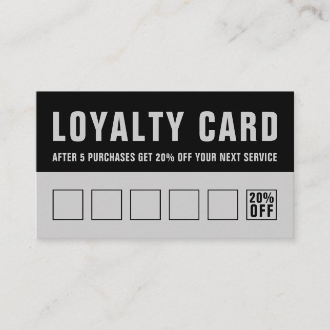 Barber Black Grey Bold Typography Loyalty Card (Front)