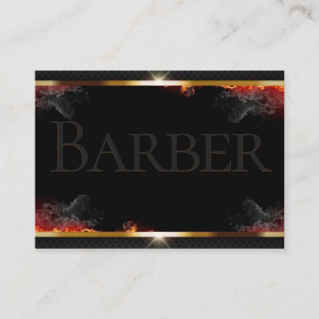 Barber Black, Grey, Gold Business Card (Front)