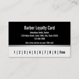 Barber Black White Silver Customer Loyalty Card