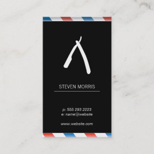 Barber Blade Barber Poles Black White Business Card