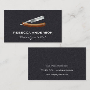 Barber Blade   Leather Background Business Card
