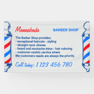 Barber Blue Navy Red Pole Supply Service  Banner
