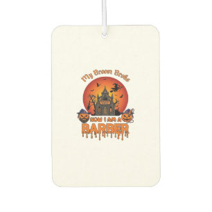 Barber Broom Broke Halloween Pumpkin Clipper Haunt Car Air Freshener