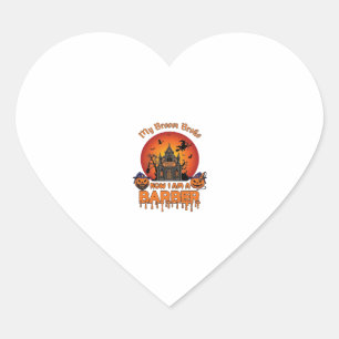 Barber Broom Broke Halloween Pumpkin Clipper Haunt Heart Sticker