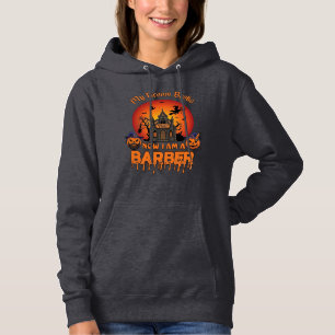 Barber Broom Broke Halloween Pumpkin Clipper Haunt Hoodie