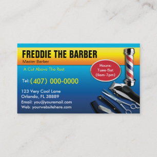 Barber Business Card (barbershop pole - clippers)