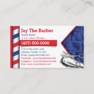Barber Business Card (barbershop pole - clippers)