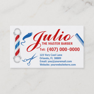 Barber Business Card Design (Customisable, pole)