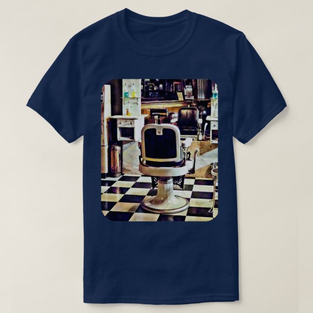 Barber Chair and Bottles of Hair Tonic T-Shirt (Design Front)