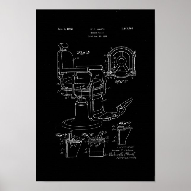 Barber Chair Patent Print Barber Shop Decor Poster (Front)