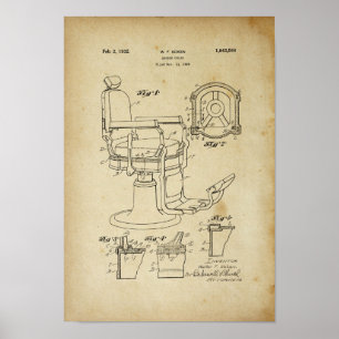 Barber Chair Patent Print Barber Shop Decor Poster