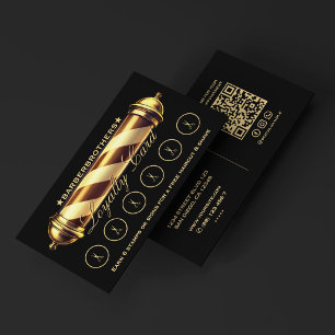 Barber Classic GoldPole Barbershop Rewards Loyalty Business Card