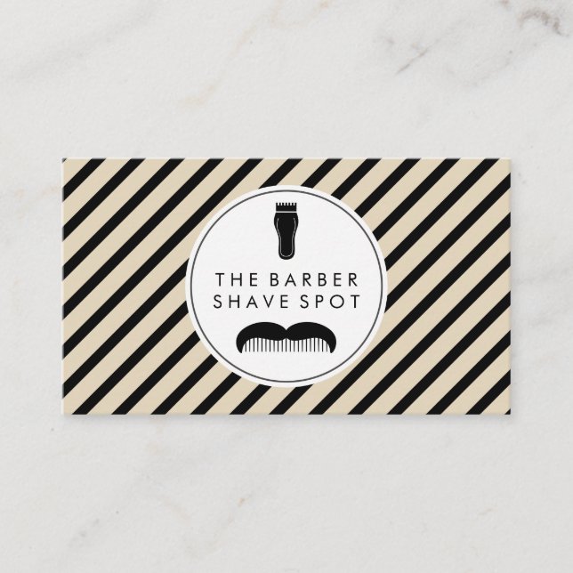 Barber Clippers Moustache Comb Business Card (Front)