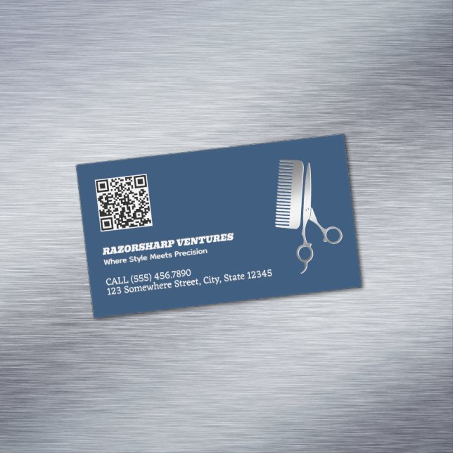 Barber Custom QR Magnetic Business Card (In Situ)