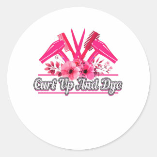 Barber Design, Scissors, Comb, Hair Dryer Classic Round Sticker