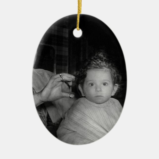 Barber - First Haircut Ceramic Tree Decoration (Front)