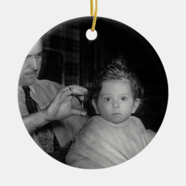 Barber - First Haircut Ceramic Tree Decoration (Front)