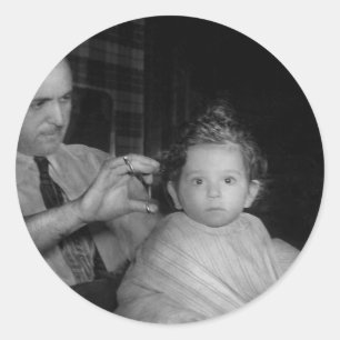 Barber - First Haircut Classic Round Sticker