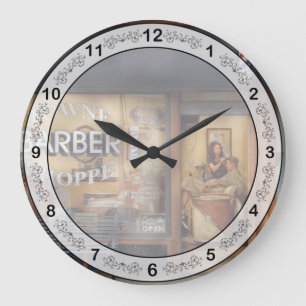 Barber - Getting a hair cut Large Clock