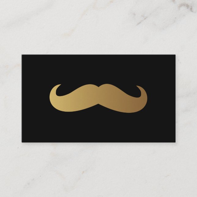 Barber Golden Moustache Professional QR Code Uniqu Business Card (Front)