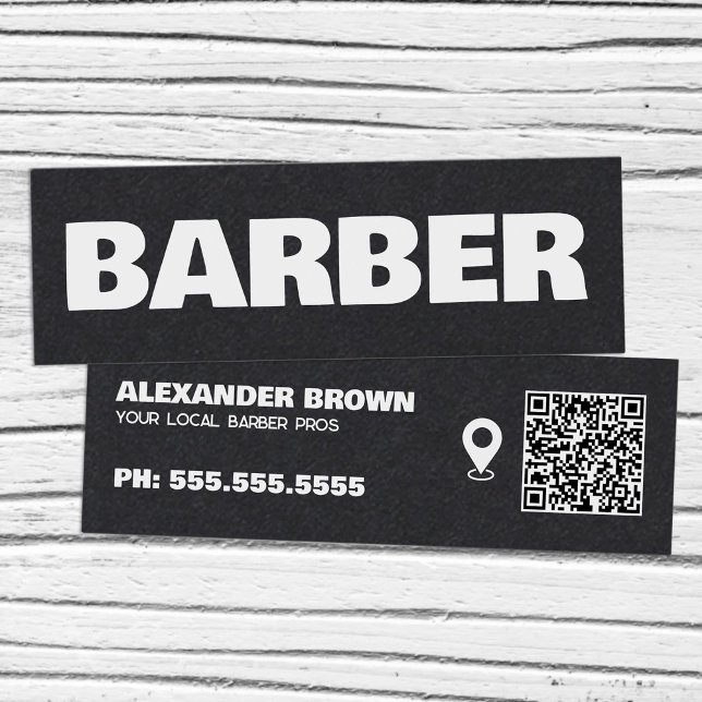 Barber Google Maps QR Mini Business Card (Barber Google Maps QR Mini Business Cards)