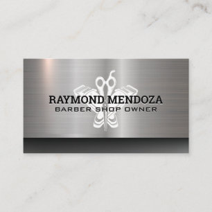 Barber Hair Clippers   Scissors   Metallic Business Card