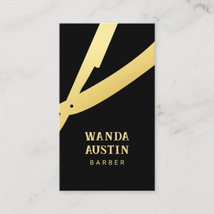 Barber Hair Salon Black And Gold Razor Qr Code Business Card