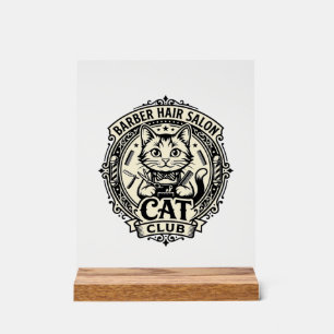Barber Hair Salon Cat Funny Cat Graphic - Barber H Acrylic Sign