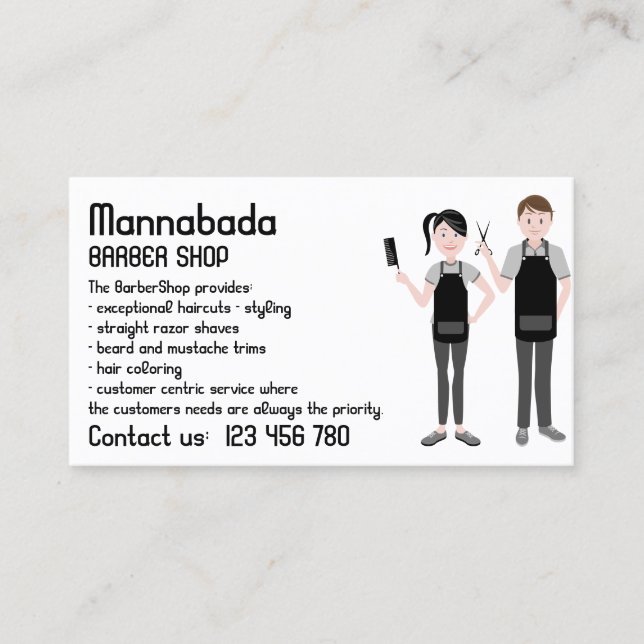 Barber Hair Salon for men and women Business Card (Front)