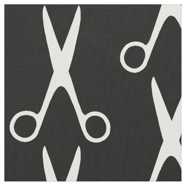 Barber hair salon white scissors black pattern fabric (Close Up)