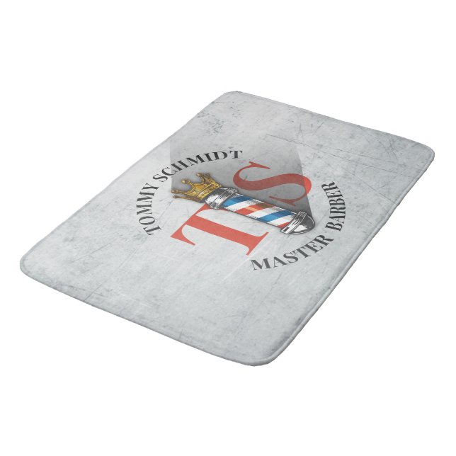 Barber Hair Shop King Crown Barber Pole Hair Salon Bath Mat (Angled)