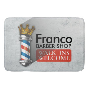 Barber Hair Shop King Crown Barber Pole Hair Salon Bath Mat