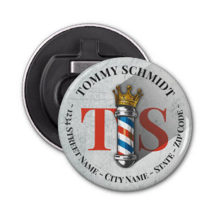 Barber Hair Shop King Crown Barber Pole Hair Salon Bottle Opener