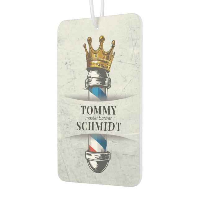 Barber Hair Shop King Crown Barber Pole Hair Salon Car Air Freshener (Left)