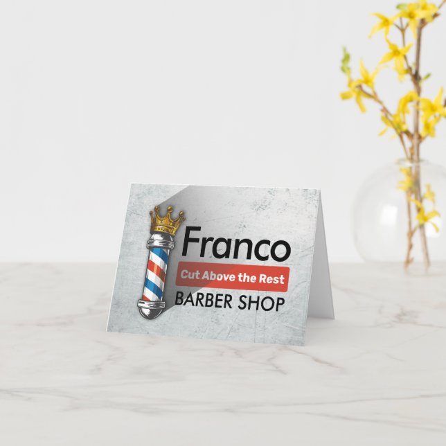 Barber Hair Shop King Crown Barber Pole Hair Salon Card (Yellow Flower)