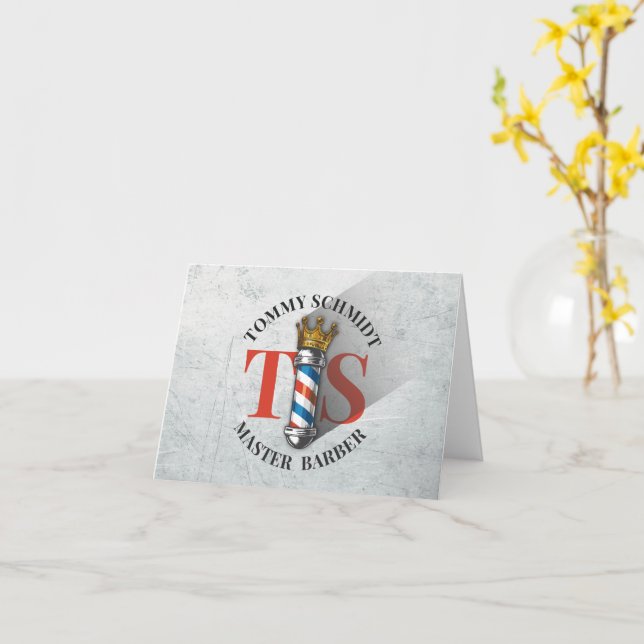 Barber Hair Shop King Crown Barber Pole Hair Salon Card (Yellow Flower)