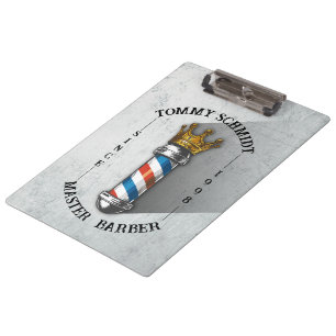 Barber Hair Shop King Crown Barber Pole Hair Salon Clipboard