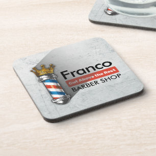 Barber Hair Shop King Crown Barber Pole Hair Salon Coaster