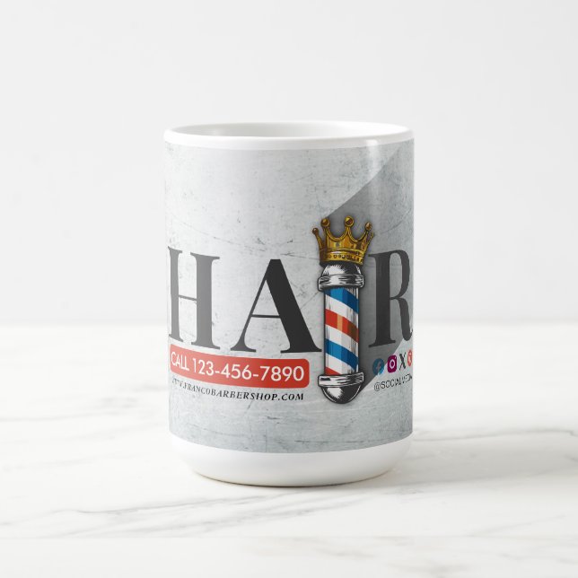 Barber Hair Shop King Crown Barber Pole Hair Salon Coffee Mug (Center)