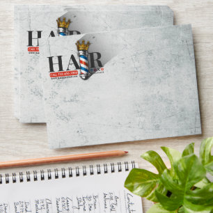 Barber Hair Shop King Crown Barber Pole Hair Salon Envelope