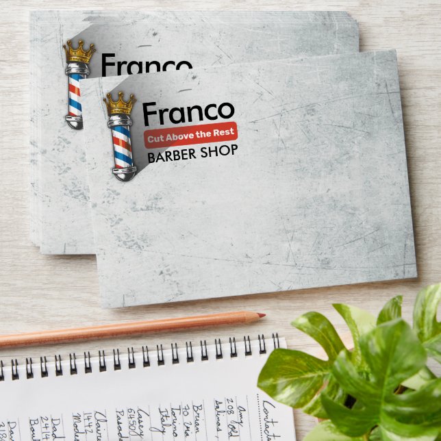 Barber Hair Shop King Crown Barber Pole Hair Salon Envelope (Stacked)