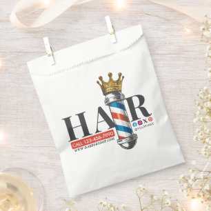 Barber Hair Shop King Crown Barber Pole Hair Salon Favour Bags