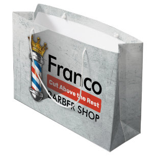 Barber Hair Shop King Crown Barber Pole Hair Salon Large Gift Bag