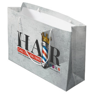 Barber Hair Shop King Crown Barber Pole Hair Salon Large Gift Bag