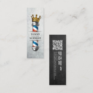 Barber Hair Shop King Crown Barber Pole Hair Salon Mini Business Card