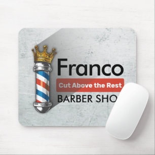 Barber Hair Shop King Crown Barber Pole Hair Salon Mouse Mat