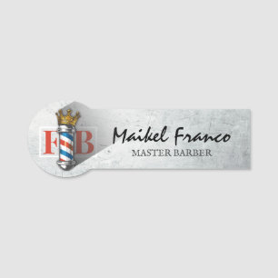 Barber Hair Shop King Crown Barber Pole Hair Salon Name Tag